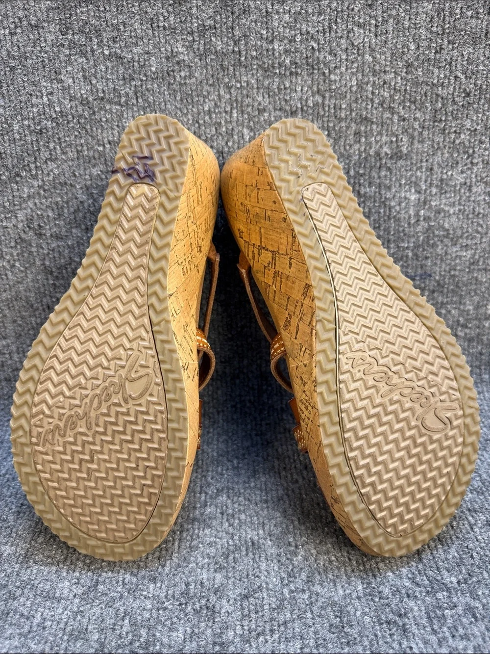 Skechers Women’s Tan/Brown Cork Wedge Sandals Size 8